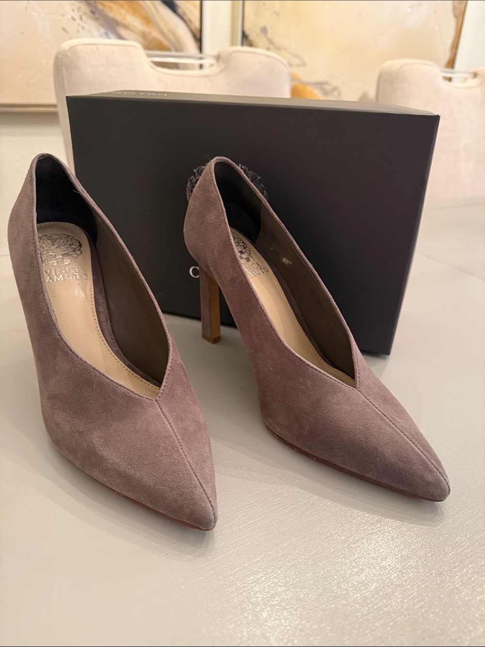 Vince Camuto Mauve Suede Pointed-Toe Pumps